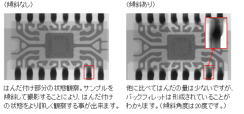 サンプルの傾斜撮影による画像の変化