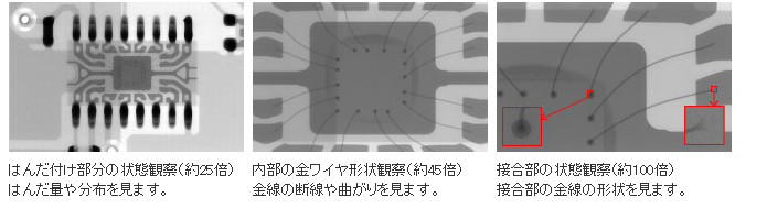 X線による表面実装SOP型ICの拡大画像