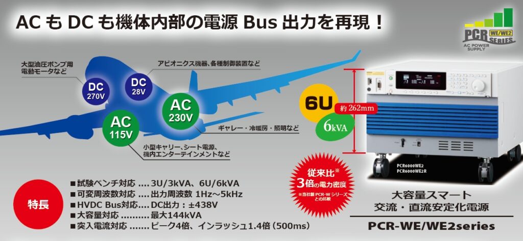 航空電子機器の評価におススメなキクスイ/KIKUSUI交流電源