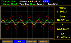 波形表示：電圧・電流・電力の波形を表示